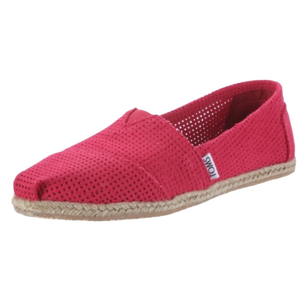TOMS Fuschia Perforated Crochet Espadrille Slip On Flats Women's Size 8.5